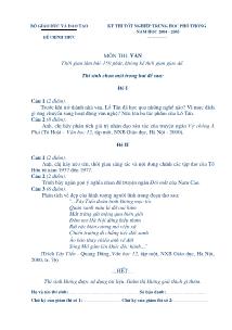 Kỳ thi tốt nghiệp trung học phổ thông năm học 2004 - 2005
