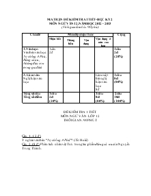 Ma trận đề kiểm tra 1 tiết-Học kỳ 2 môn ngữ văn 12. năm học 2012 - 2013