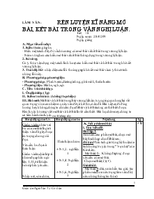 Rèn luyện kĩ năng mở bài, kết bài trong văn nghị luận