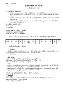 Tiết 72 :Làm văn Trả bài văn số 4 ( kiểm tra học kì I )