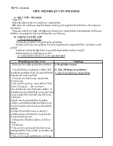 Tiết 92 : Làm văn Viết một đoạn văn phản bác