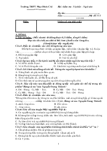 Trắc nghiệm Bài kiểm tra 15 phút - Ngữ văn