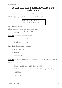 Tuyển tập các bài đề kiểm tra học kỳ 2 môn toán lớp 7