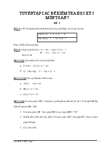 Tuyển tập các đề kiểm tra học kỳ 2 môn toán lớp 7