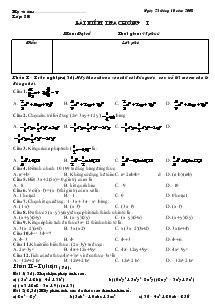 Bài kiểm tra chương I Môn: Đại số Thời gian: 45 phút Đề số 4