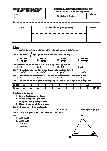 Bài kiểm tra học kỳ II năm học 2006-2007 môn toán 7 (phần trắc nghiệm)