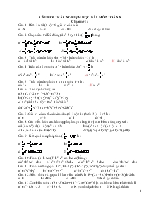 Câu hỏi trắc nghiệm học kì I Môn Toán 8