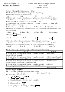 Đề khảo sát chất lượng cuối học kì năm học 2008-2009 Môn: Toán 8 Thời gian : 90 phút Trường Thcs Vĩnh Phong