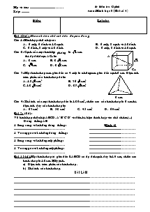 Đề kiểm tra 45 phút môn: Hình học 8 (Bài số 4)