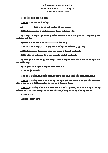 Đề kiểm tra 45 phút Môn: Hình học Lớp; 8 Năm học: 2006-2007
