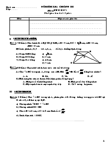 Đề kiểm tra chương III Môn: hình học 8