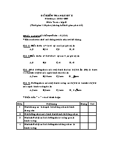 Đề kiểm tra học kỳ I Năm học : 2006-2007 Môn Toán : lớp 8