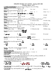 Đề kiểm tra học kỳ I toán 8 – Năm học 2013 -2014 Thời gian: 90 phút