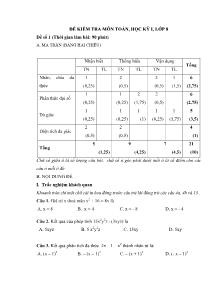 Đề kiểm tra môn Toán, học kì I,lớp 8 Đề 1