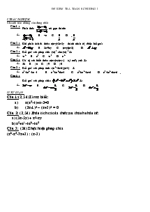Đề kiểm tra toán 8 Chương I Đề 1