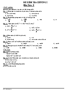 Đề kiểm tra toán 8 Chương I Đề 2