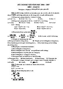 Đề thi học kì I năm học 2006 – 2007 môn : toán 8 thời gian : 90 phút