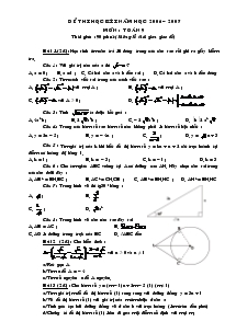 Đề thi học kì I năm học 2006 – 2007 Môn : Toán 9