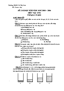 Đề thi học kì II năm hoc 2005 – 2006 Môn Vật Lý 8 Trường THCS Võ Thị Sáu
