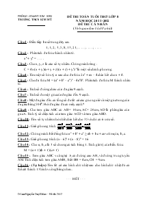 Đề thi Olympic Toán tuổi thơ Năm học:2011-2012 Môn: Toán 8 Đề số 18