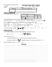 Kiểm tra Chương IV (tiết 67) – Đại số 8 Trường THCS Trần Quang Diệu