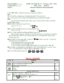 Kiểm tra học kì II – Năm học: 2013 – 2014 Môn: Toán Khối: 8