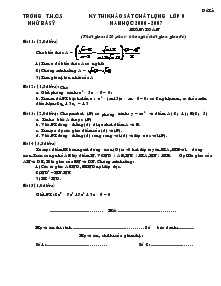 Kỳ thi khảo sát chất lượng lớp 9 năm học 2006 - 2007 Môn: Toán Trường THCS Nhữ Bá Sỹ Đề lẻ
