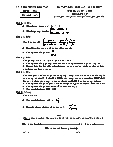 Kỳ thi tuyển sinh vào lớp 10 THPT năm học 2004 - 2005 Môn: Toán- Thanh Hóa
