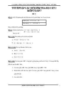 Tuyển tập các đề bài kiểm tra học kỳ 2 môn toán lớp 7