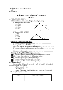 Bài kiểm tra chương 2 môn hình học lớp 7