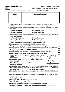 Bài kiểm tra môn hình học thời gian: 15 phút