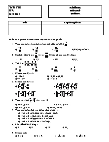 Bài kiểm tra môn : toán 7 thời gian 45 phút