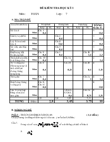 Đề 5 kiểm tra học kỳ 1 môn : toán lớp : 7