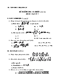 Đề kiểm tra 45 phút (tiết 18) Môn : Đại Số 9 Trường Thcs Thạch Bàn
