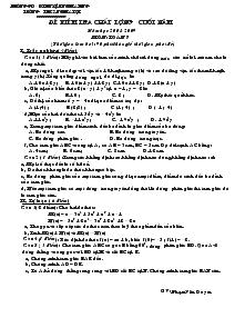 Đề kiểm tra chất lượng cuối năm năm học 2008- 2009 môn: toán 7