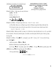 Đề kiểm tra chất lượng học kỳ II năm học 2013- 2014 môn : toán 8