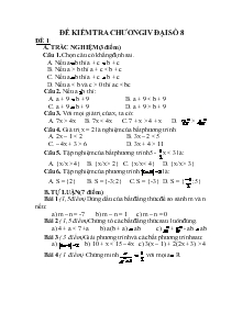 Đề kiểm tra chương IV Đại Số 8 Đề 1