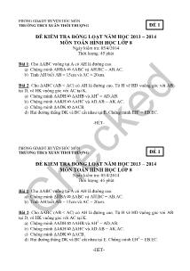 Đề kiểm tra đồng loạt năm học 2013 – 2014 môn toán hình học lớp 8 trường THCS Xuân Thới Thượng
