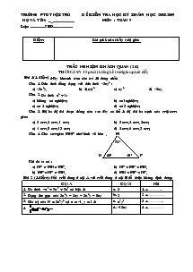 Đề kiểm tra học kỳ 2 năm học 2008-2009  môn : toán 7