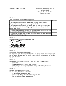 Đề kiểm tra học kỳ II Môn Toán 8 Trường Thcs Vân Nội