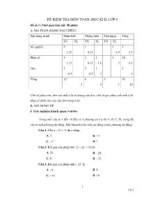 Đề kiểm tra môn toán, học kì II, Lớp 6 Đề Số 1