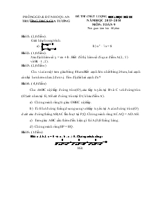 Đề thi chất lượng giữa học kỳ 2 năm học 2013 -2014 môn: toán 9