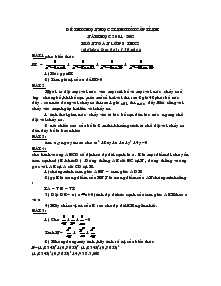 Đề thi chọn học sinh giỏi cấp tỉnh năm học 2001-2002 Môn Toán Lớp 8-THCS