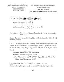 Đề thi chọn học sinh giỏi huyện năm học 2013 –2014 môn thi: toán 7