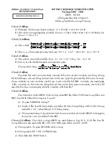 Đề thi chọn học sinh giỏi lớp 8 năm học 2013 – 2014 Môn: Toán Huyện Kim Sơn
