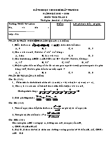 Đề thi học sinh giỏi cấp trường năm học 2005 – 2006 Môn Thi : Toán 8