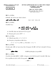 Đề thi kiểm định chất lượng mũi nhọn năm học 2010-2011 Môn Thi: Toán Lớp 8 huyện Tân Kỳ