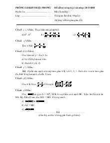 Đề thi kiểm tra học kỳ I năm học 2013-2014  Môn thi Toán lớp 7