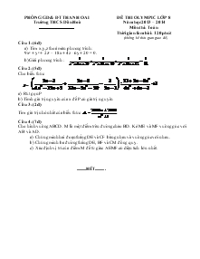 Đề thi olympic lớp 8 Năm học 2013 – 2014 Môn thi: Toán Trường THCS Dân Hoà