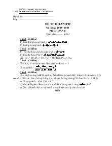 Đề thi olympic năm học 2013 - 2014 Môn: Toán 8 Trường Thcs Nguyễn Trực - TT Kim Bài